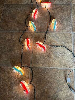 Retro RV Red/Blue/White Camper 8ft String 10 Electric Lights Working Condition